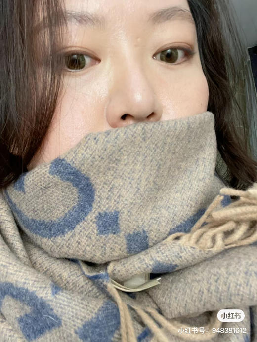 Gucci羊绒围巾蓝棕双面 商品图1