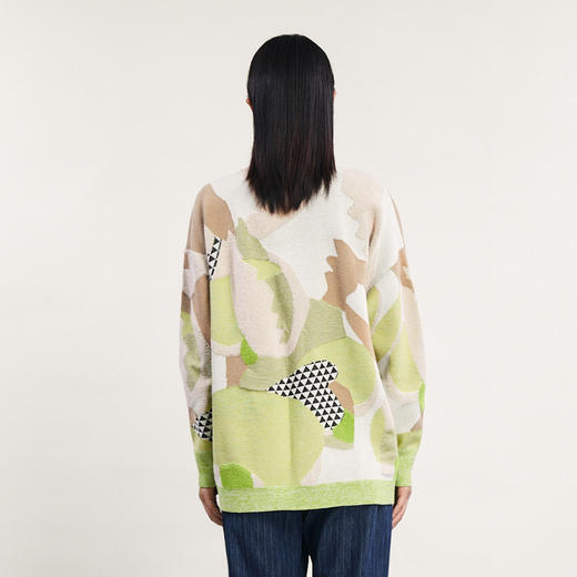 谜底中长款针织开衫女2024春季新款复古风V领单排扣毛衫241MZ0301 商品图2