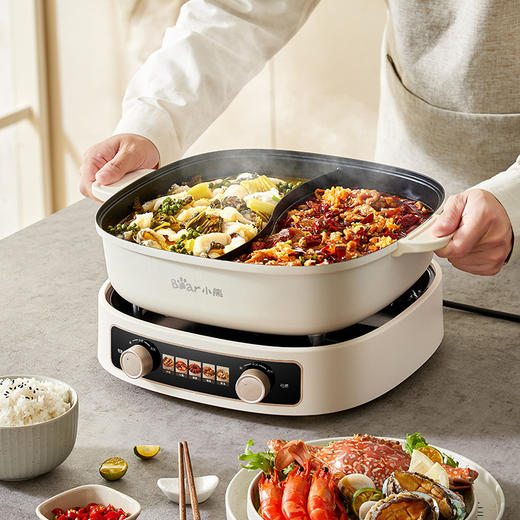 【小程序】小熊(Bear)鸳鸯锅 电火锅 火锅专用锅5分30秒速沸多用途锅电煮锅多功能锅分体家用电热锅火锅锅 DHG-D60J1 商品图10