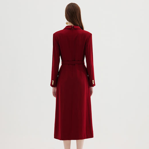 EITIE爱特爱冬新款大气优雅时尚通勤收腰显瘦黑色连衣裙7207912 商品图5