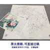 【大彩图】李晓明工笔画白描底稿斗方小品《独舞花间》牡丹鹦鹉临摹勾线花鸟线稿KA07 商品缩略图1