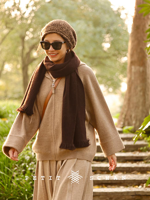 PETIT SCHAN小闪 CLO#397 Nihility 无他 秋冬高端针织系列纯山羊绒宽松袖拉链针织开衫 商品图0