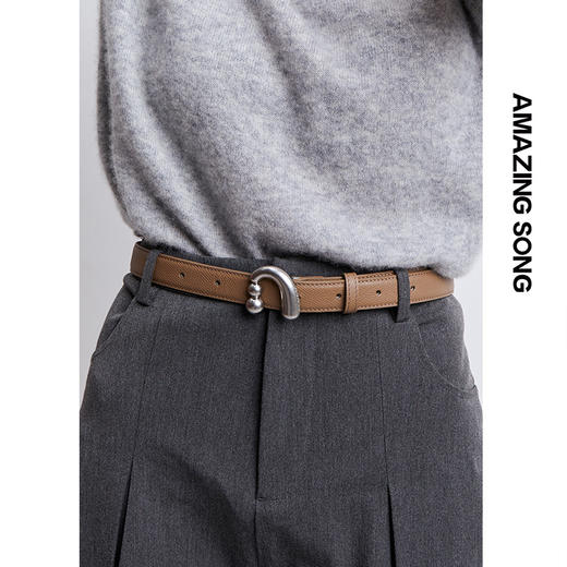 Amazing Song乙颂 撞色皮带新款可调节A字钉扣装饰女士腰带 商品图2