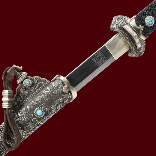 璟瑞唐横刀剑传统手工宝剑 龙泉沈广隆花纹钢剑仿古刀剑 未开刃 商品图2