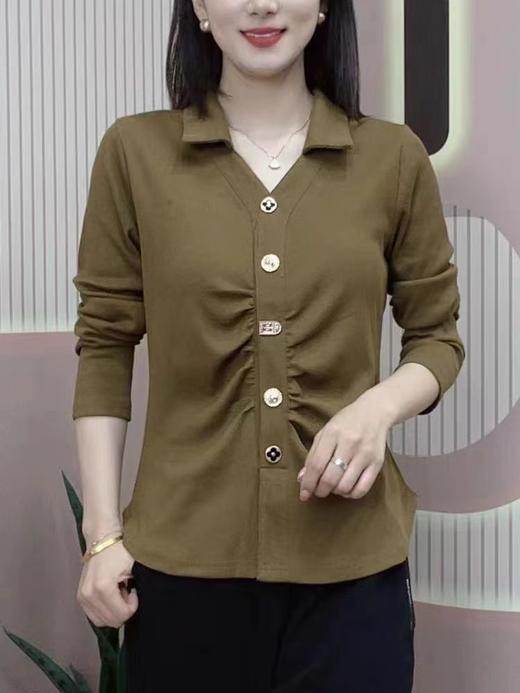 A7013        洋气收腰显瘦减龄百搭长袖上衣（特价不退换，扣子有差异） 商品图1