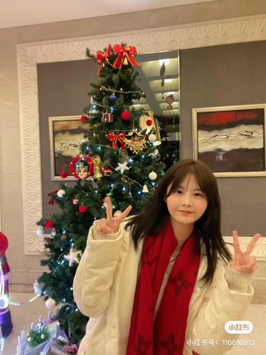 Lv羊绒围巾-酒红色 商品图0