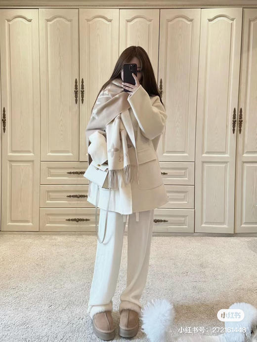 Lv羊绒围巾-浅色奶茶色 商品图7