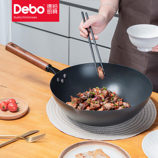 Debo德铂西多夫炒锅无氟精铁电磁炉燃气灶通用 商品图3
