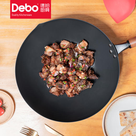 Debo德铂西多夫炒锅无氟精铁电磁炉燃气灶通用 商品图2