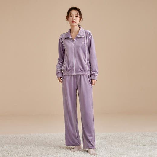 康妮雅女式长袖长裤开襟套装 商品图0