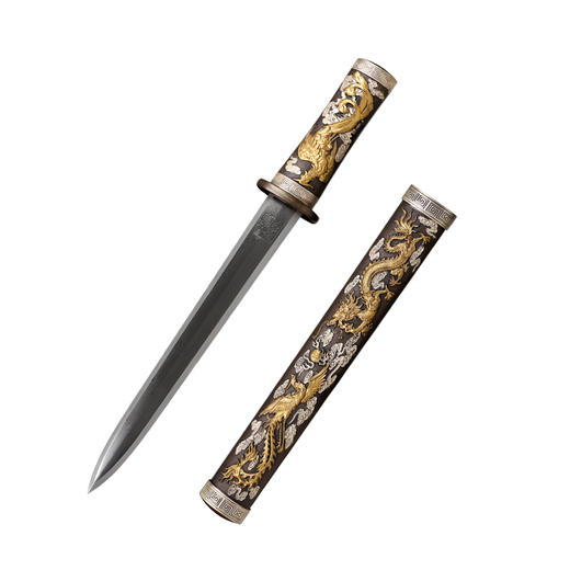 龙凤呈祥短剑小剑 手工花纹钢传统短剑 龙泉沈广隆宝剑 未开刃 商品图8