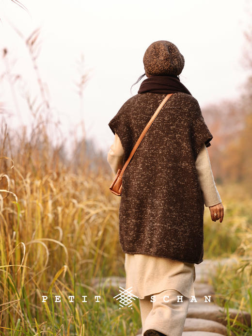 PETIT SCHAN小闪 CLO#396 One warm One love 暖爱 牦牛绒手纺纱纯手编针织大坎肩/马甲 商品图6