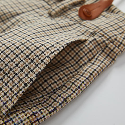 谜底格纹背带裤女2024春新款复古文艺风休闲直筒九分裤241MK0076 商品图3