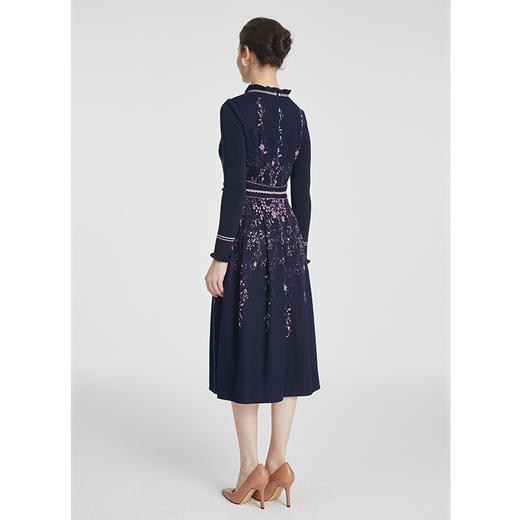 司歌冬连衣裙弹力针织印花毛织长袖显瘦修身A881069 商品图3