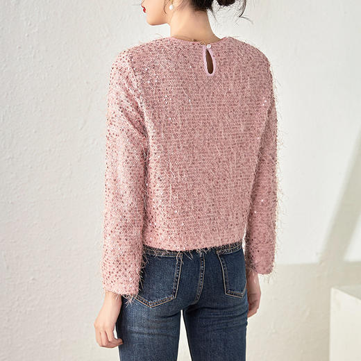 名媛气质，重工亮片长毛绒小众百搭套头衬衣上衣WLZD-23261009 商品图1