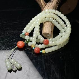 白玉四圈-老形蝴蝶南红梅花