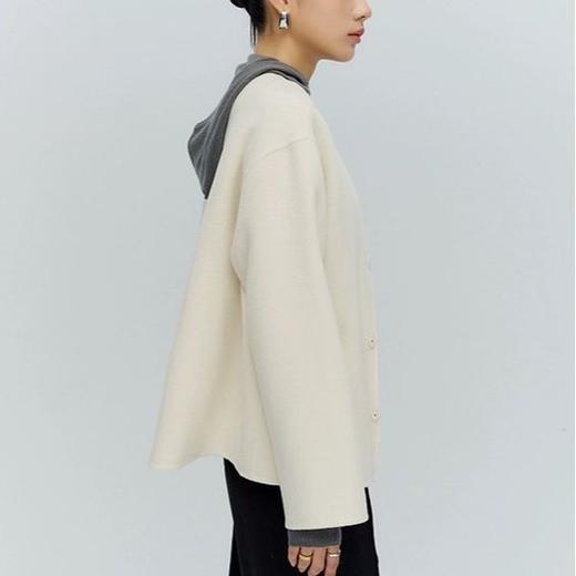 新款法式无压感毛衣叠穿设计感连帽修身打底衫含毛针织衫秋冬 商品图2