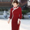 复古民国风，冬新款日常可穿气质老上海酒红雪尼尔旗袍YG-2335 商品缩略图2