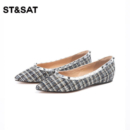 星期六小香风尖头铆钉平底鞋SS4111121A 商品图2