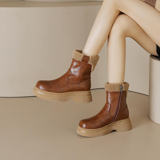 厚底百搭，爆款真皮真毛羊皮毛一体雪地靴MLD-AC651 商品图9