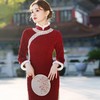 复古民国风，冬新款日常可穿气质老上海酒红雪尼尔旗袍YG-2335 商品缩略图3