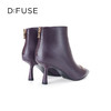 D:FUSE迪芙斯冬季新款短靴女牛皮通勤踝靴金属扣高跟短靴DF34116102 商品缩略图3
