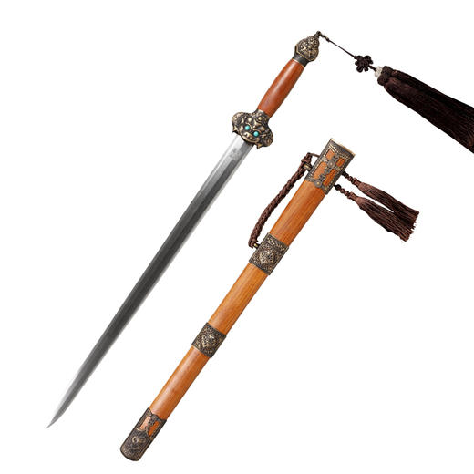 永乐剑 酸枝木明代宝剑传统宝剑花纹钢 龙泉沈广隆宝剑 未开刃 商品图6