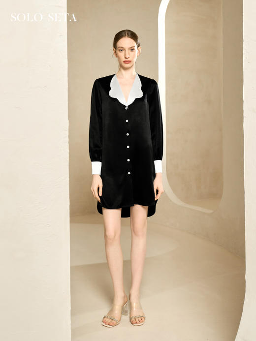 Solo seta22姆米重磅真丝睡衣长款衬衫女2025秋冬丝绸可外穿 商品图0
