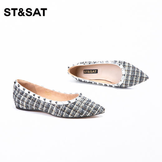 星期六小香风尖头铆钉平底鞋SS4111121A 商品图5