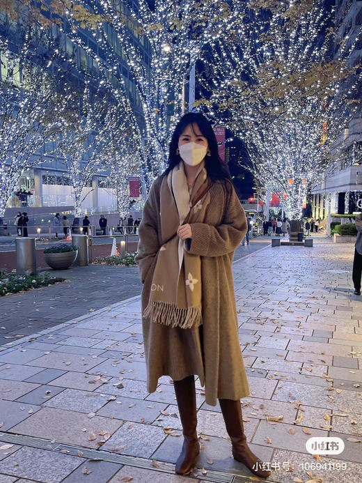 Lv羊绒围巾-奶茶色 商品图1