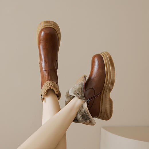 厚底百搭，爆款真皮真毛羊皮毛一体雪地靴MLD-AC651 商品图7