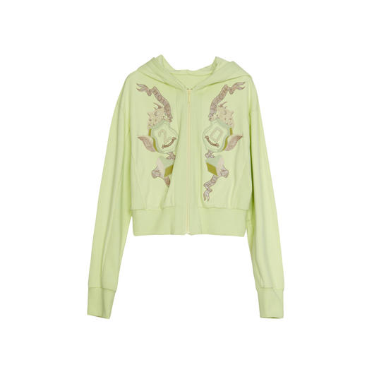 谜底宽松短款外套女2024春新款复古文艺风绣花连帽长袖241MW0055 商品图4