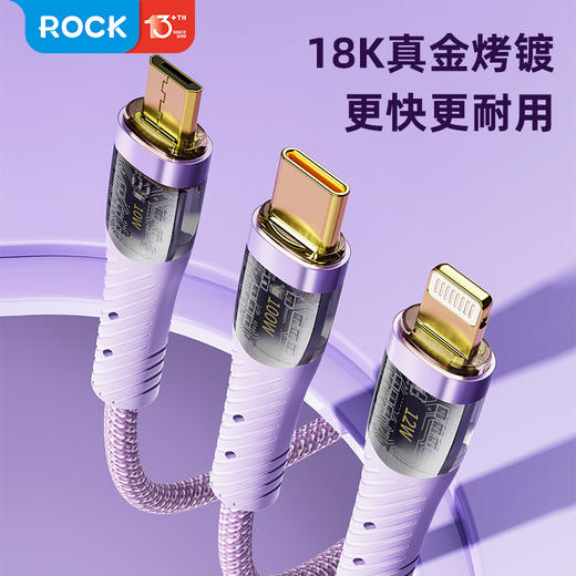 ROCK G20 一拖三透明快充数据线 L=150CM 商品图5