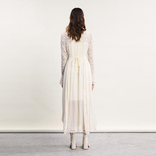 谜底高端系列连衣裙长袖女2024春季新款法式浪漫V领长裙241GL0119 商品图2