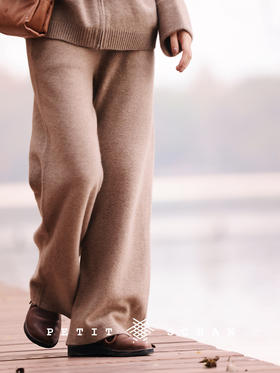 流霜 秋冬高端针织系列纯山羊绒直筒针织阔腿休闲长裤