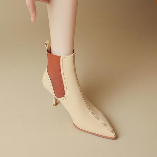 法式高级感，时尚拼色尖头及裸靴WC-M7397 商品图2