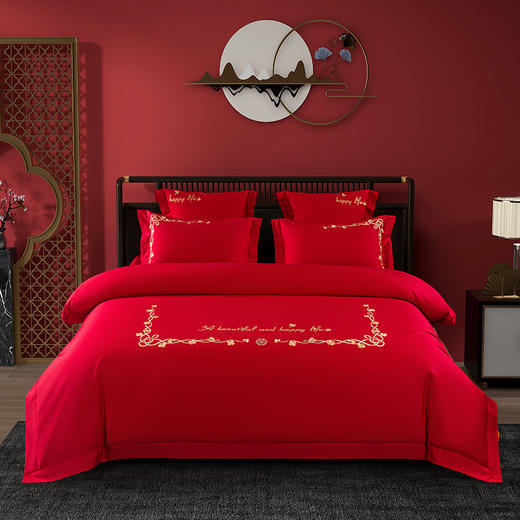 多喜爱 婚庆床上用品四件套 你是唯一/臻爱/鸿运当头/幸福绽放（红）/花开爱恋/为爱绽放/名门世家 cs 商品图1