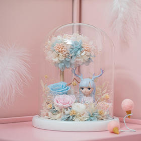 新款小魔女玻璃花园小夜灯永生花