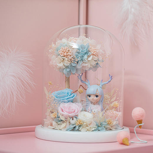 新款小魔女玻璃花园小夜灯永生花 商品图0