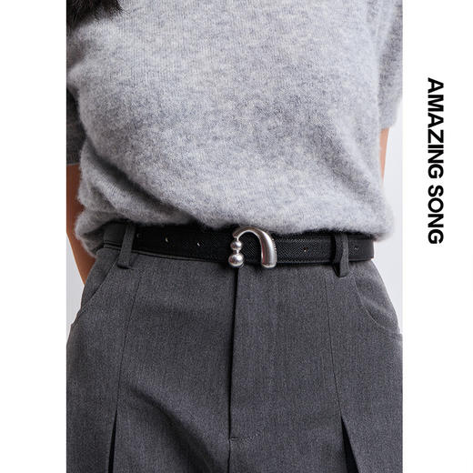 Amazing Song乙颂 撞色皮带新款可调节A字钉扣装饰女士腰带 商品图1