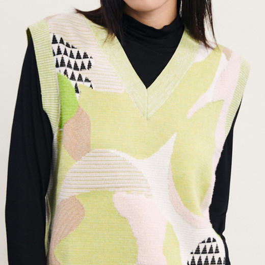 谜底针织马夹女2024春新款学院风V领百搭套头针织衫背心241MZ0303 商品图3