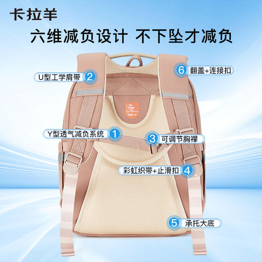 卡拉羊1-3-6年级云朵书包减负护脊双肩包 塞纳河系列CX2189+CX2646 商品图2