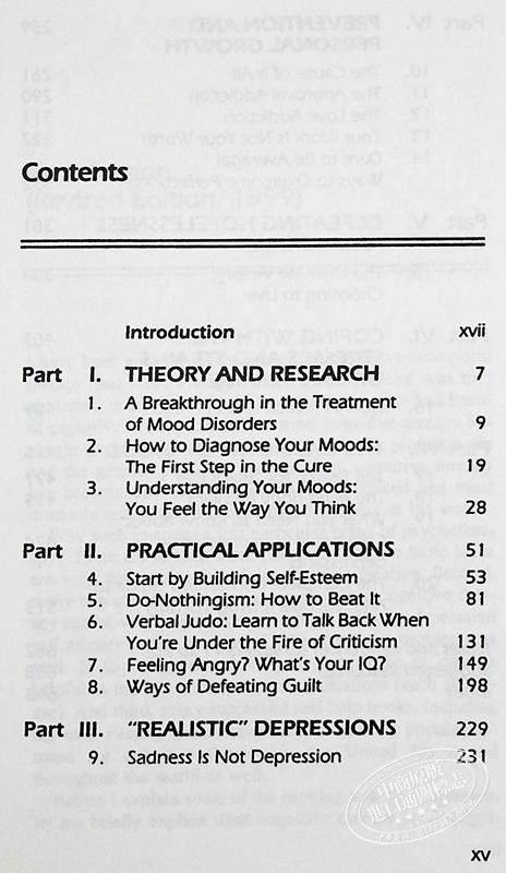 【中商原版】伯恩斯新情绪疗法 修订和更新版 英文原版 David D BurnsFeeling Good The New Mood Therapy 商品图3