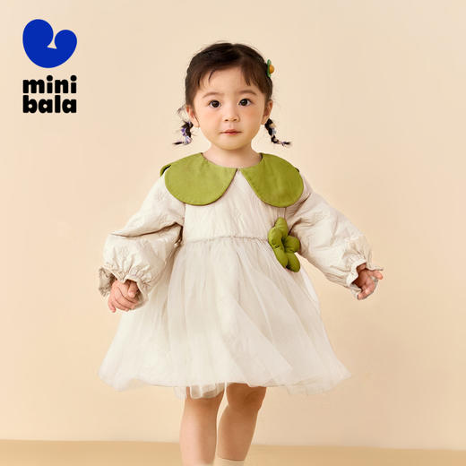 迷你巴拉女童连衣裙秋冬宝宝甜美A字花苞袖儿童洋气公主裙子 商品图1