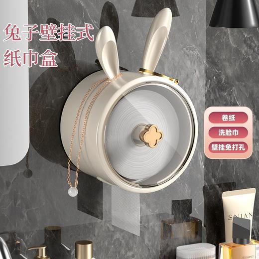 兔子纸巾盒洗脸巾盒轻奢壁挂卫生间卷纸盒免打孔防水首饰收纳盒 商品图1