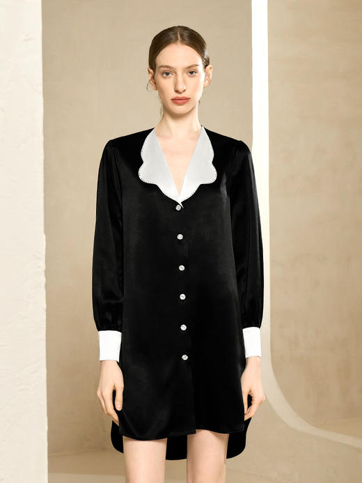 Solo seta22姆米重磅真丝睡衣长款衬衫女2025秋冬丝绸可外穿 商品图4