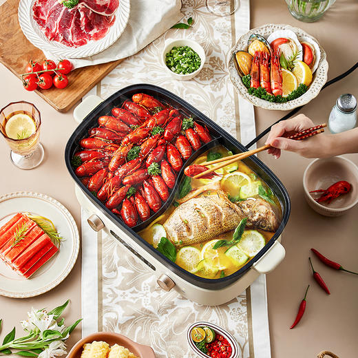 【小程序】小熊(Bear)电火锅 双旋钮鸳鸯锅独立控温 多功能锅 6.5L大容量分体式家用电煮锅火锅锅多用途锅 DHG-D65B1 商品图13