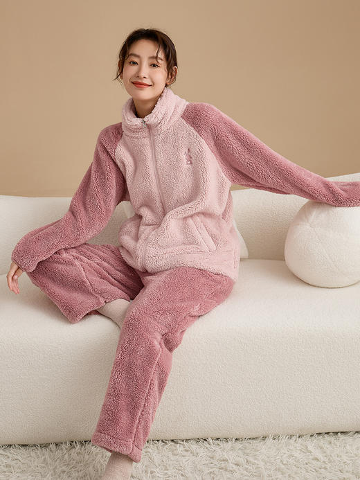 康妮雅女式长袖长裤开襟套装 商品图2