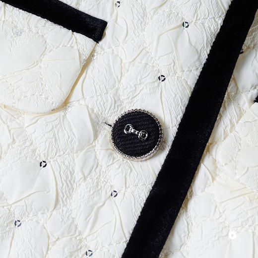 剩XL 米思阳2025秋冬季新款小香风气质夹棉短外套菱格丝绒保暖上衣厚3555 商品图3