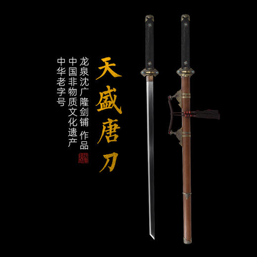 天盛唐横刀剑花纹钢龙泉沈广隆宝剑一体刀剑防身冷兵器 未开刃 商品图0